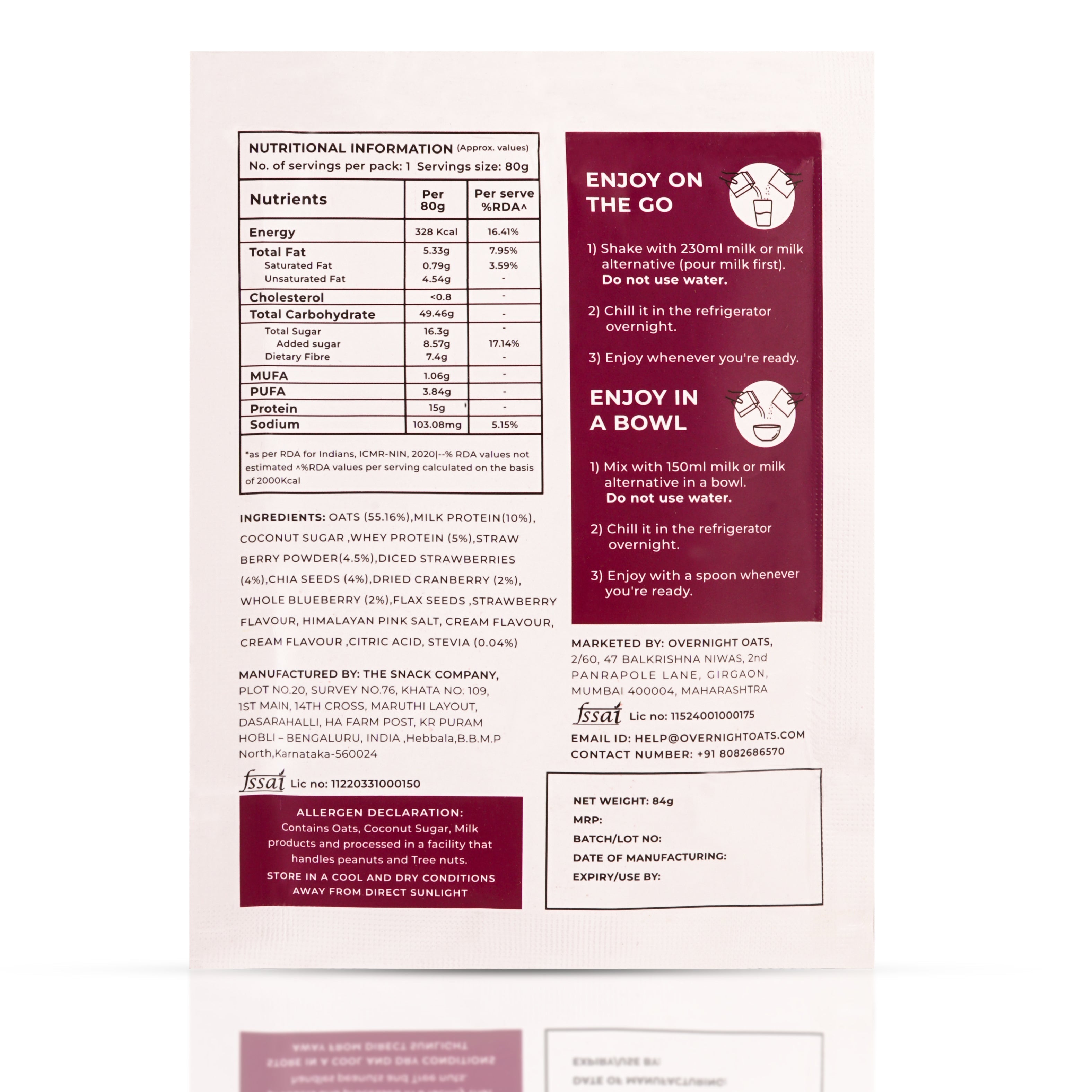 Mixed Berries Crème 2-Single Serve Pouches (15g+ protein per serve)