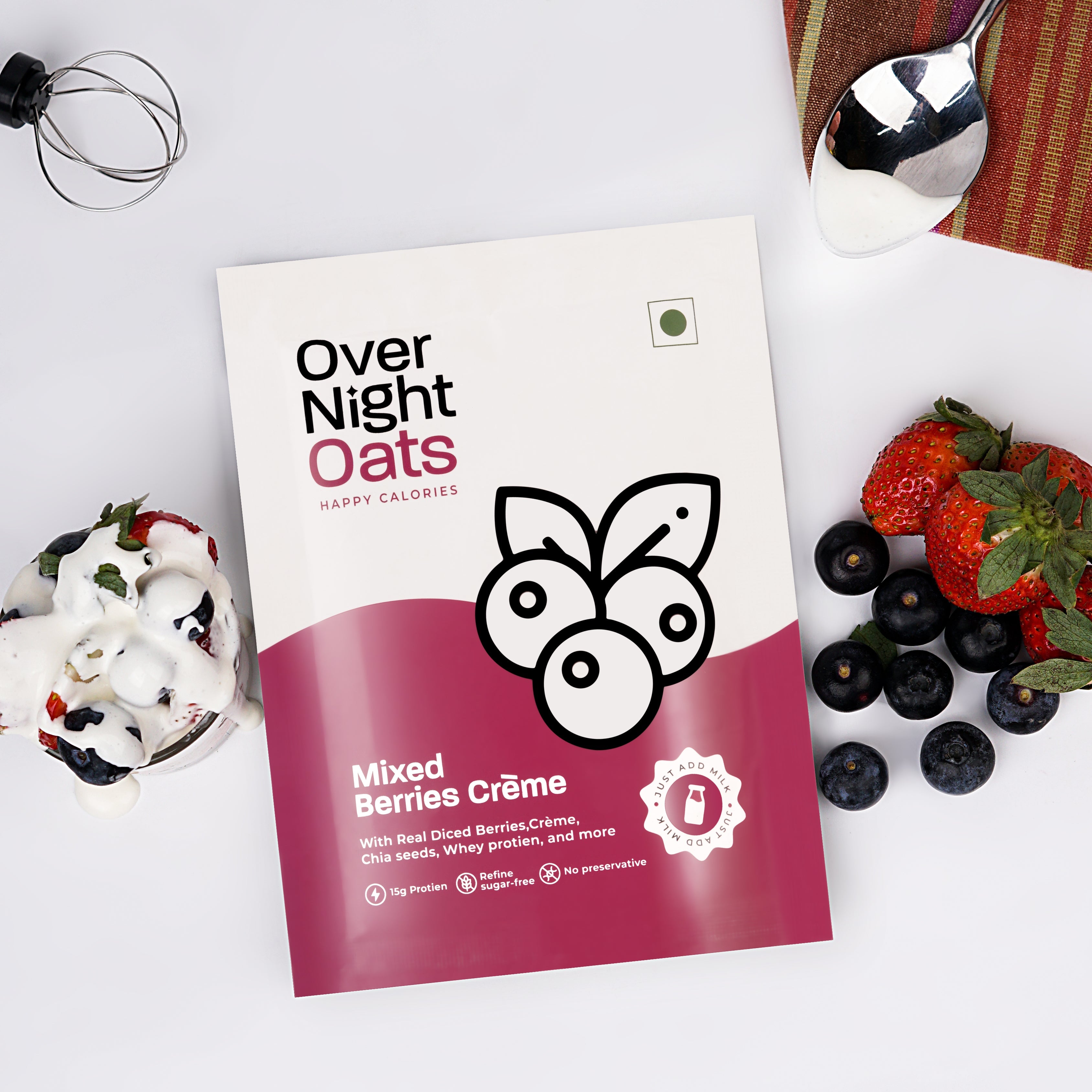 Mixed Berries Crème 2-Single Serve Pouches (15g+ protein per serve)