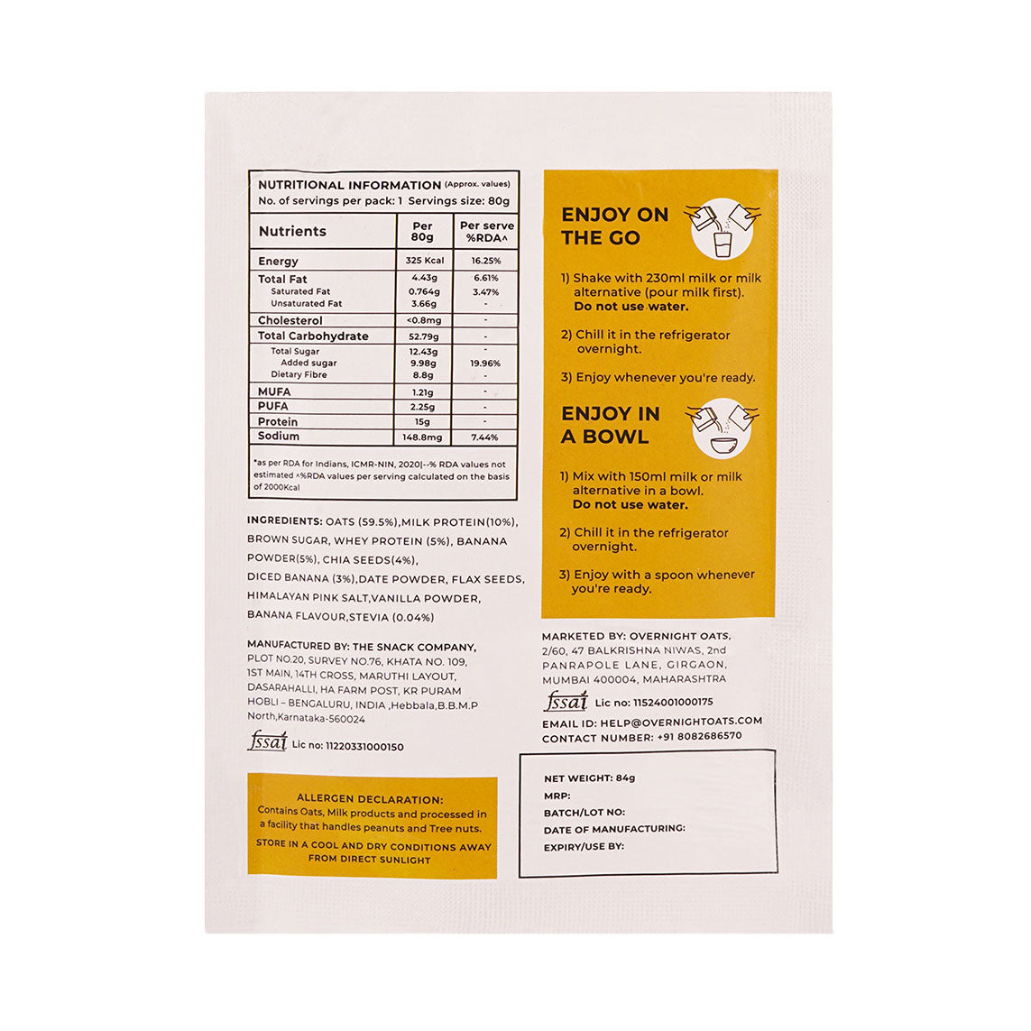 Banana Cake 2-Single Serve Pouches (20g+ protein per serve)