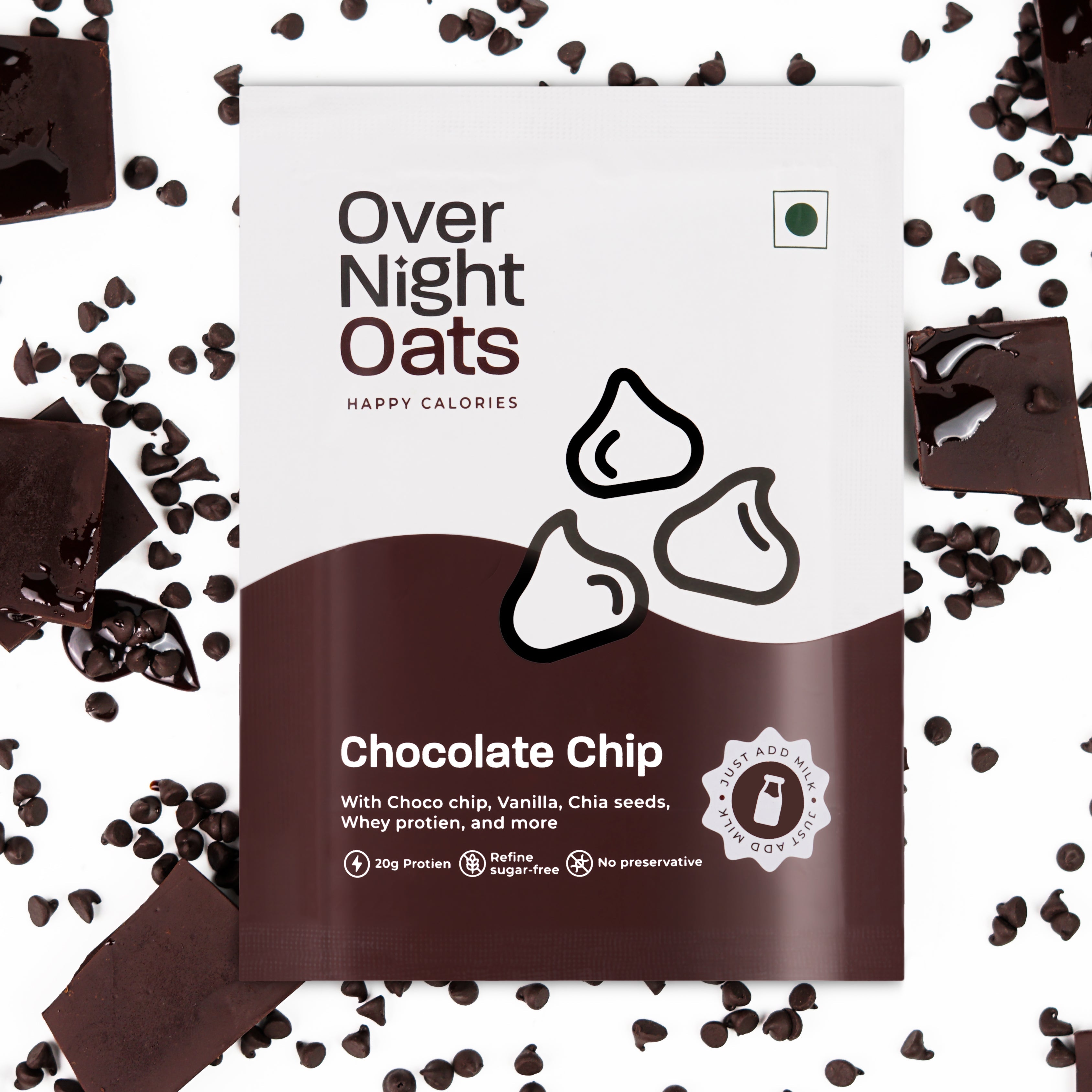 overnight oats chocolate chip |nutritious breakfast oats | flavored overnight oats | quick breakfast oats | breakfast oats options | protein-packed oats
